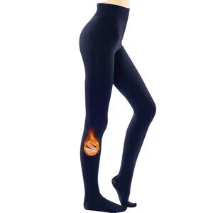 Thick Tights with Fleece Lining - Opaque Navy Blue